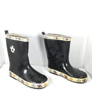 Joseph Allen Kids Rain Boots Sports Theme Size 1 Black